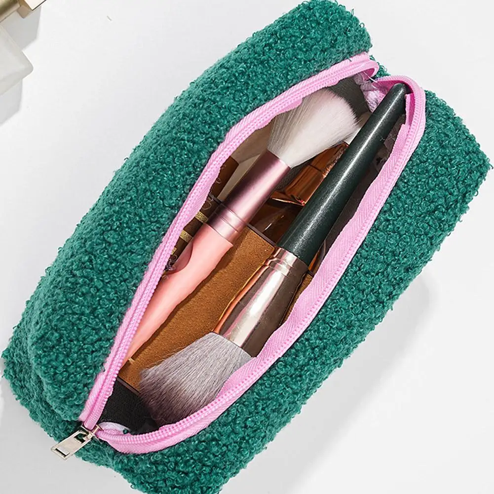 الصلبة اللون أفخم حقيبة مستحضرات تجميل لطيف سستة كبيرة حقيبة مستحضرات التجميل السفر المحمولة حقيبة أدوات الزينة أفخم حقيبة أقلام أكياس تخزين الموضة