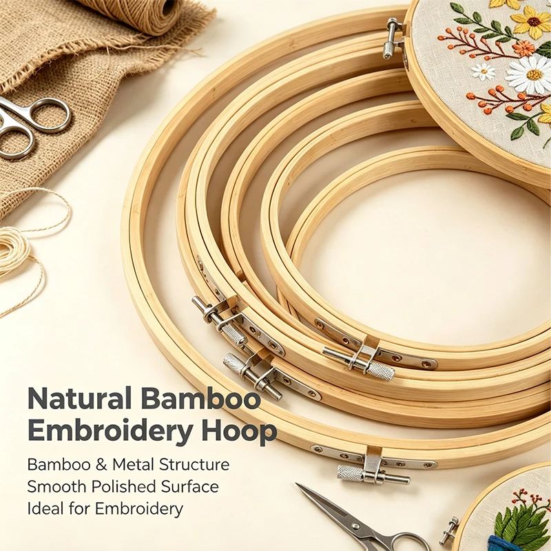 8-36cm DIY Needlecraft Cross Stitch Machine Bamboo Frame Embroidery Hoops Rings Round Loop Hand Household Sewing Tools