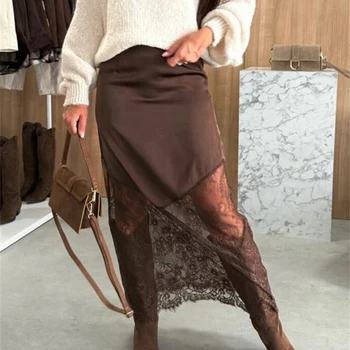 Trendix Gonne di pizzo patchwork da donna 2025 Nuove gonne m...