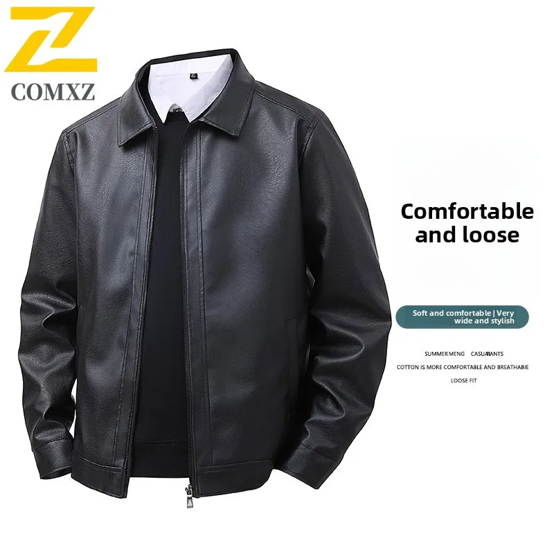 

Motorcycle Leather Jacket 2025 New Slim Fit Stand Up Collar PU Jacket Black Fashionable Men Windproof Waterproof Workwear Jacket