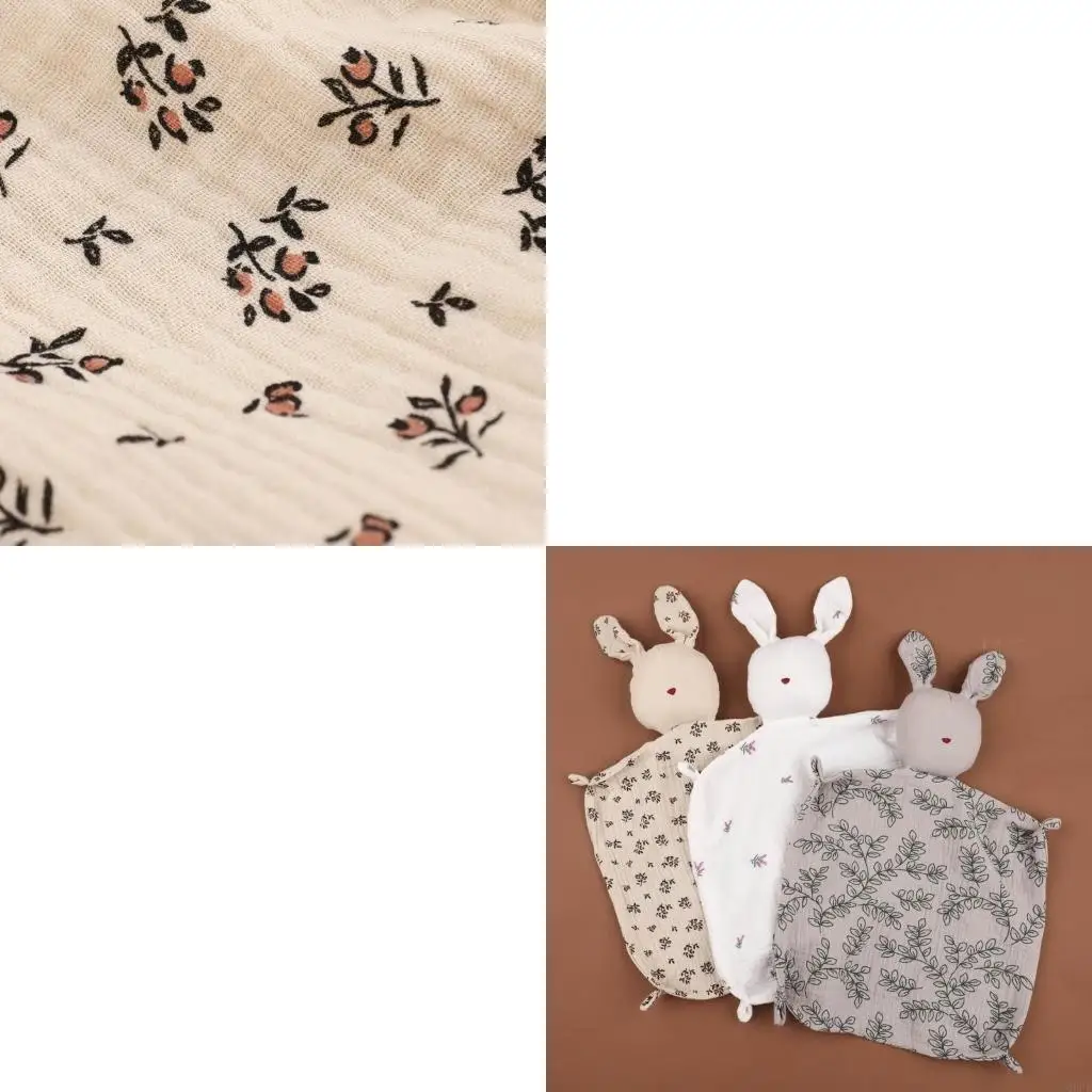 Rabbit Security Blanket Soothe Appease Towel Cotton Comforter Blanket Saliva Towel Printed Soothing Towel for Toddlers