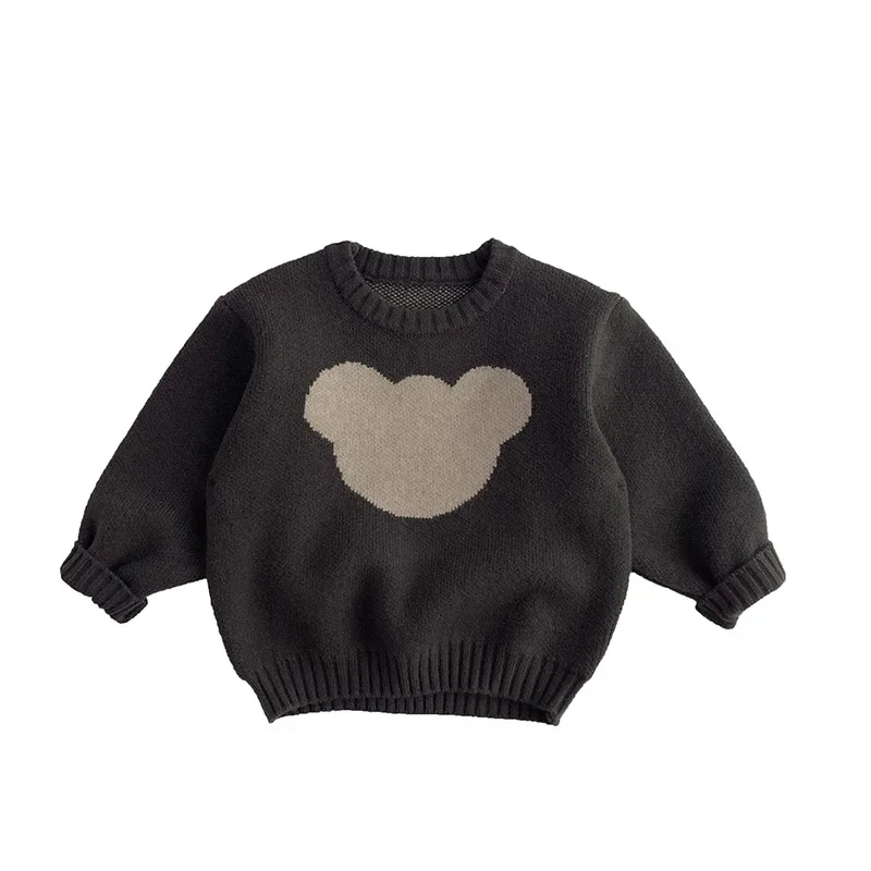 Autumn Winter Children\'s Pure Cotton Sweater Boys Girls Baby Cartoon Academy Style Warm Knitwear Kids Mickey Mouse Clothes