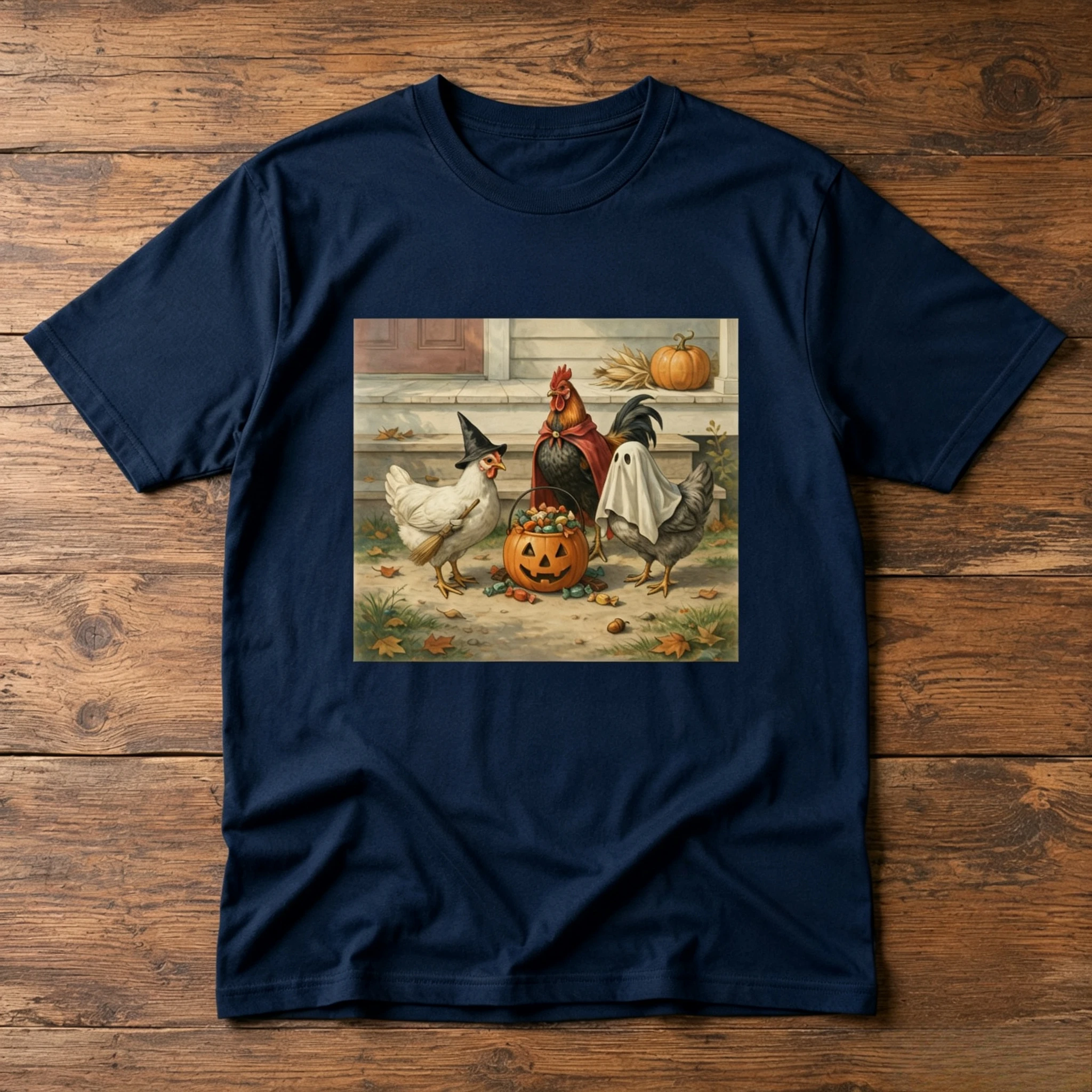 Comfort Colors Chicken Halloween Shirt Funny Trick or Treat Rooster Tee Cute Spooky Season Chicken Lover Graphic T-Shirt