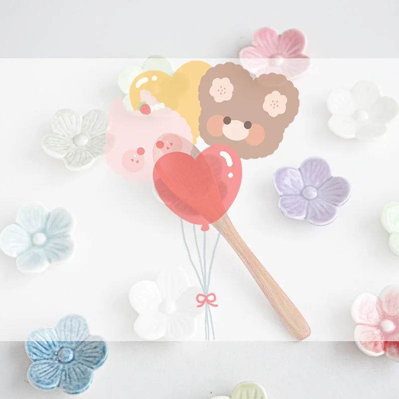 Ceramic Bow Shaped Spoon Rest Set Cute Colorful Glaze Smooth Surface Perfect For Kitchen Dining Table Tea Party