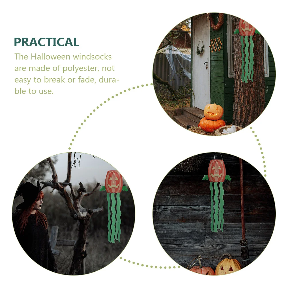 

2pcs Halloween Windsocks Polyester Outdoor Yard Decor Flags Hanging Windsock Garden Party Decoration Wind Direction Flag