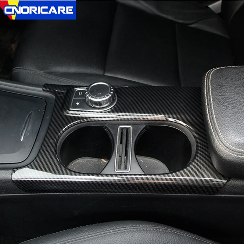 Carbon Fiber Color Center Console Water Cup Frame Decoration Trim For Mercedes Benz GLA X156 CLA C117 A Class W176 RHD LHD