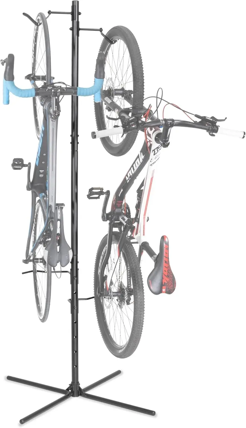 

Регулируемая напольная стойка для хранения двух велосипедов с функцией регулировки угла наклона — компактное решение для гаража или дома