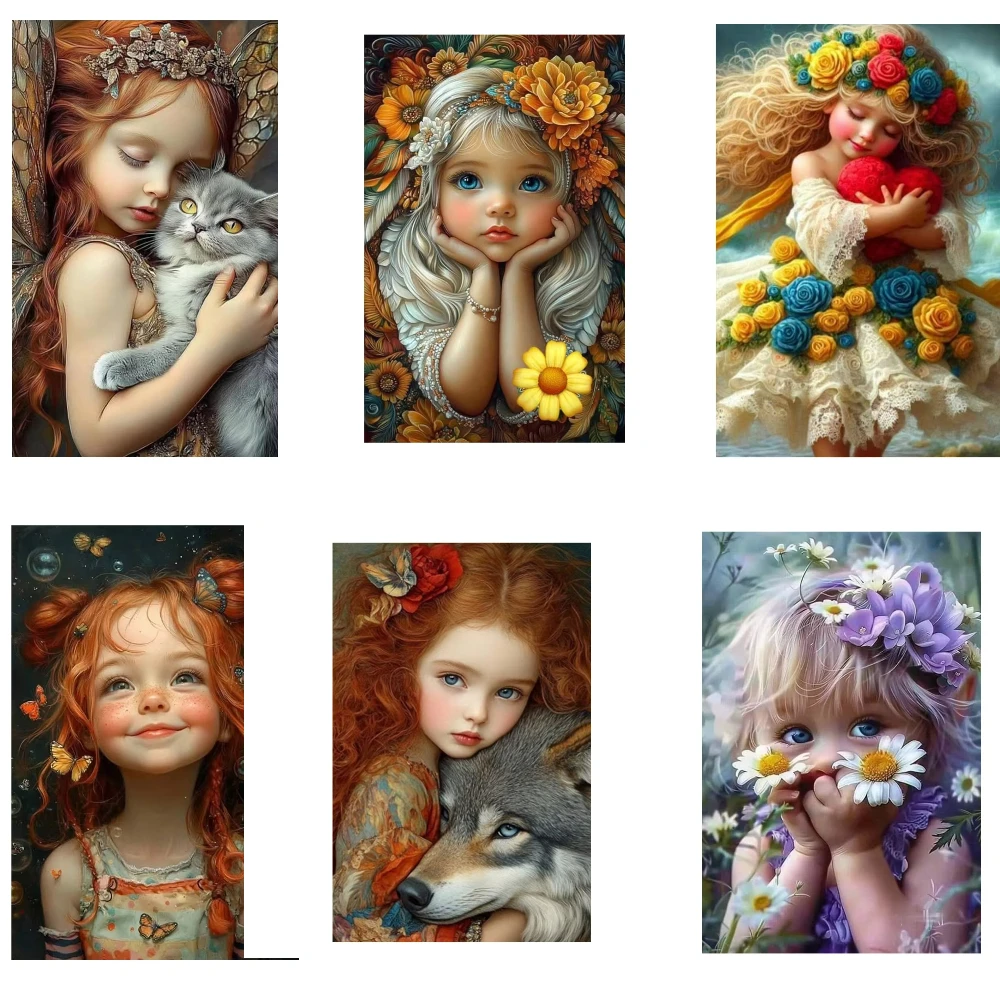 

500/1000/1200/2000PCS Jigsaw Puzzles Cartoon Beauty Girl with Flower Family Activity Games for Gameroom Bedroom Home Decor Gift