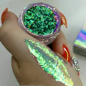 Novos flocos de glitter camaleão de natal 1jar (1-2g) lantejoulas camaleão holográficas mudadas de cor vermelho/verde manicure floco de camaleão 12 principais vendas conjunto lantejoula verde - №4