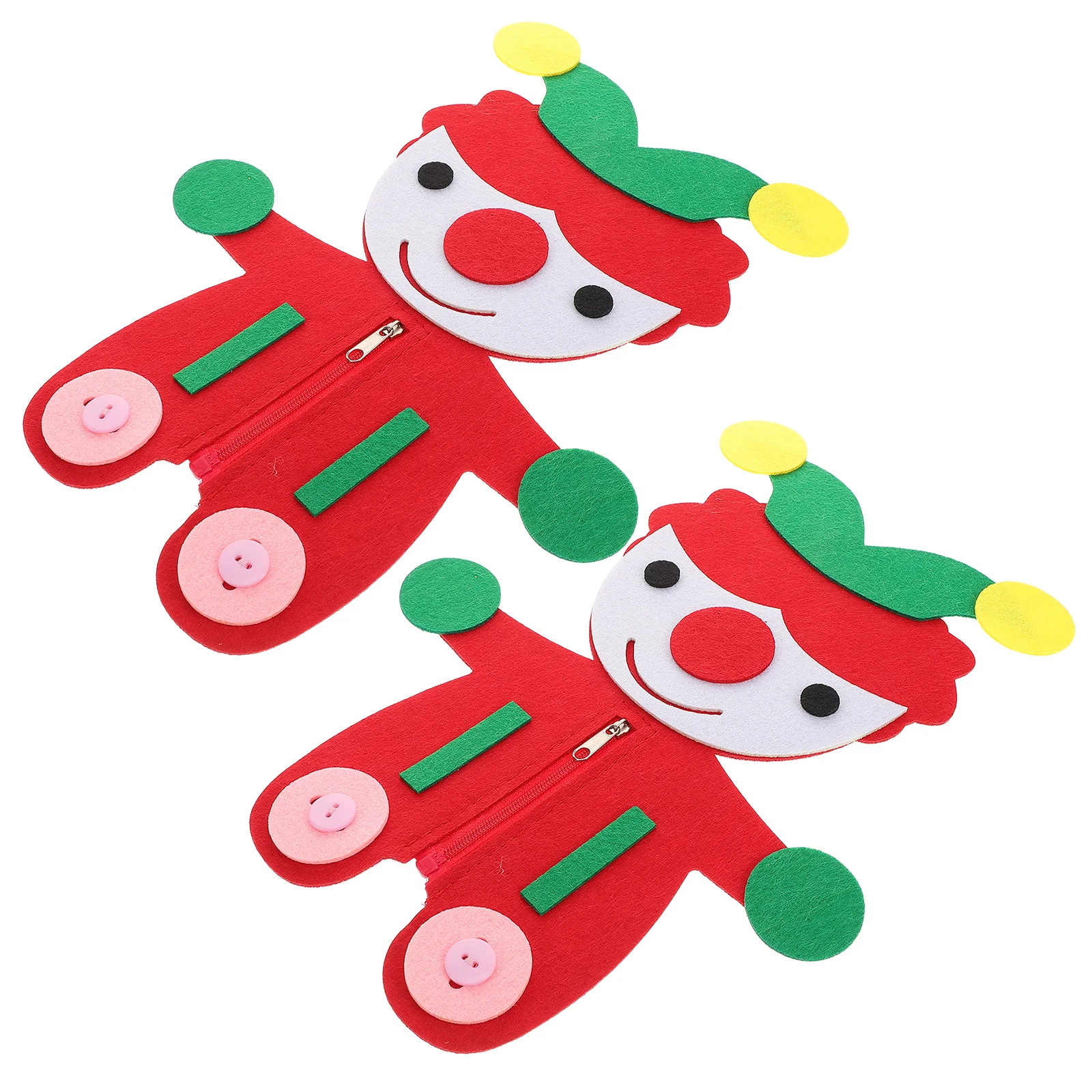

2Sets Handmade Fabric Covered Button Zipper Set Educational Sensory Tool Early Development Fine Motor Skills DIY Craft Playset