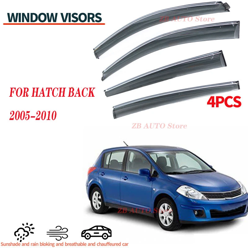 

For Tiida Hatchback 2005-2010 Window visors Rain water prevention; Covering the sunlight; Anti fog; Snow prevention