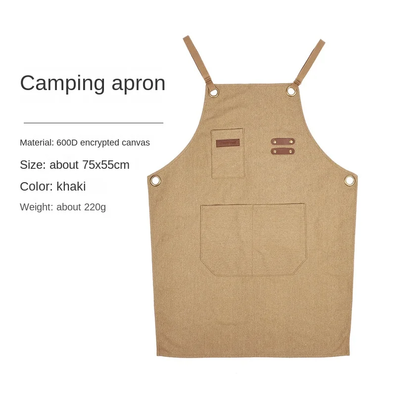 Waterproof Breathable Camping Outdoor Apron Cotton Canvas Apron Thickened Camping Picnic Apron Picnic Work Clothes