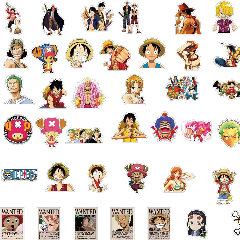 10/30/50pcs ONE PIECE Japanese Anime Stickers Zoro Luffy Joba Cartoon Decal Sticker for Stationery Bicycle Computer Decals Toy