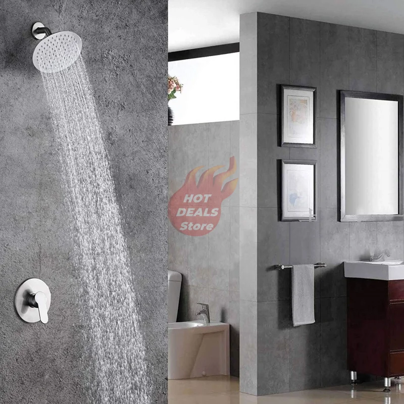 High Pressure Stainless Steel Rainfall Shower Head Extension Arm 6\