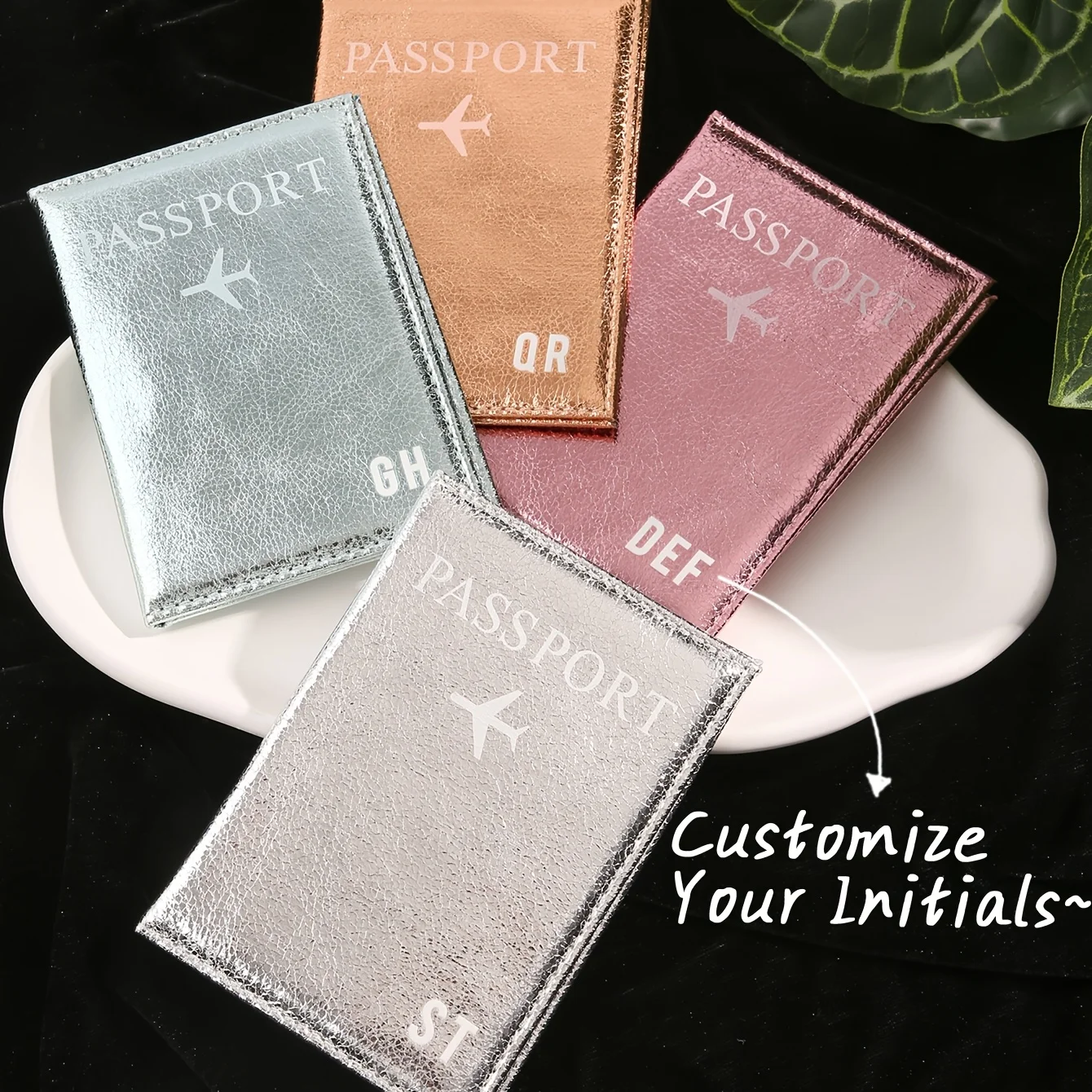 Personalized Fashion Passport Holder - Custom Initial Letter Travel Wallet, Monogrammed Sparkling Cover,Ideal Gift for Lovers