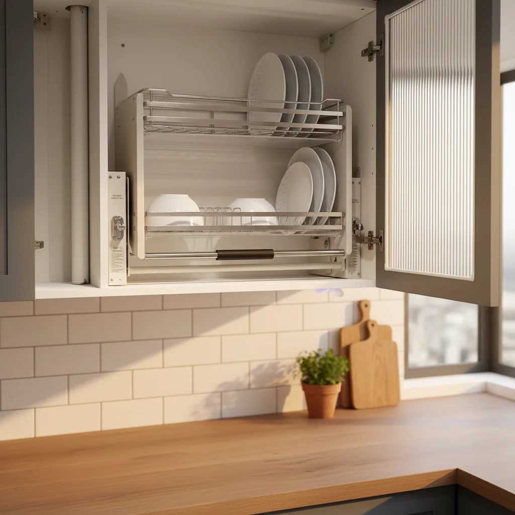 

STT Kitchen Cabinet Pull Out Basket Vertical Lift System Upper Cabinet Lift Basket