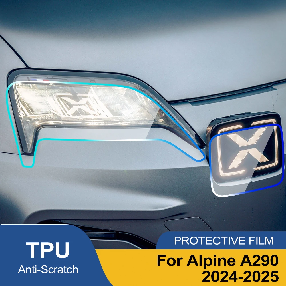 Smoke Black Pre-cut Car Headlight Protective Film For Alpine A290 TPU PPF Anti-Scratch Car Vinyl Wrap Kit High-Gloss Film