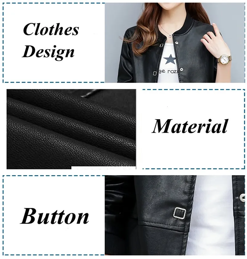Chaqueta de cuero PU para mujer, abrigo Bomber informal negro con un solo pecho y bolsillo, prendas de vestir cortas holgadas para adolescentes y niñas, primavera y otoño