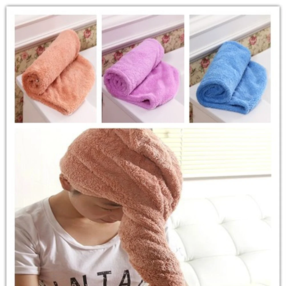 2 قطعة غطاء تجفيف الشعر منشفة ماصة التفاف زر سريع الجفاف الشعر خفيفة الوزن المنزل السفر استخدام منشفة التجفيف السريع #3