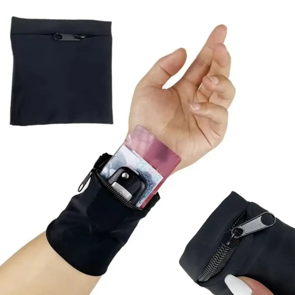 Lightweight Sports Wristlet Bag Breathable One Size Running Wrist Bag Adjustable Zipper Closure Zipper Wrist Wallet Running