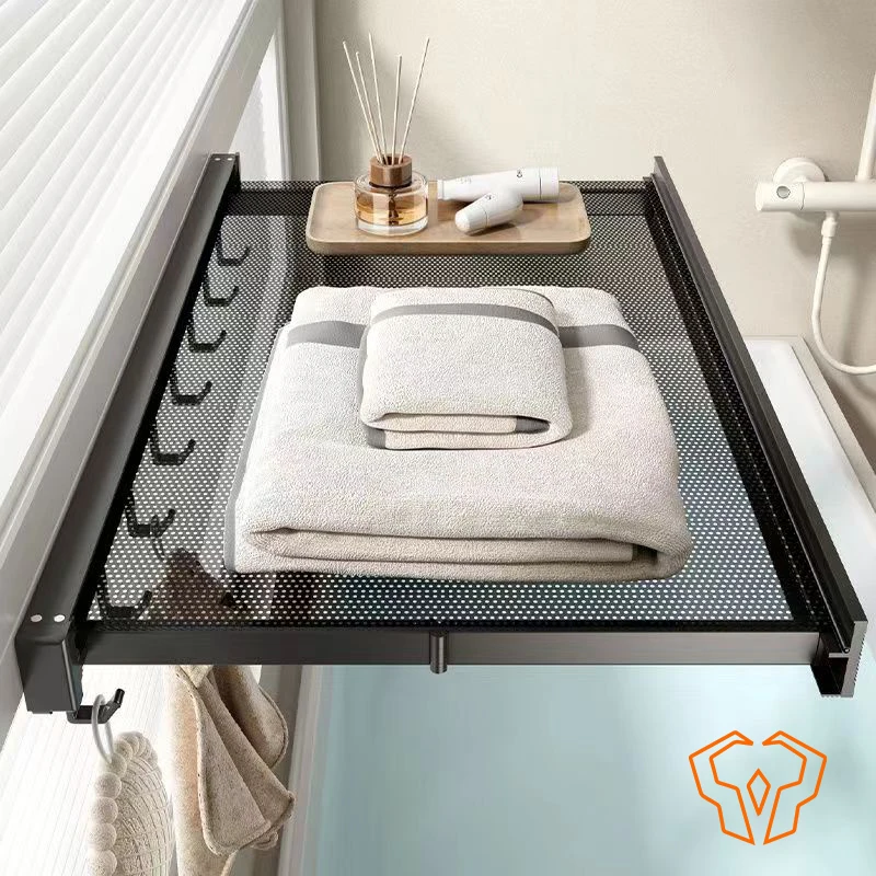 Retractable Dryingสุทธิตะขอพับแบนเสื้อผ้าDrying Rack Window Sill Rackรองเท้าDrying Rackชั้นวางของติดผนังห้องน้ํา