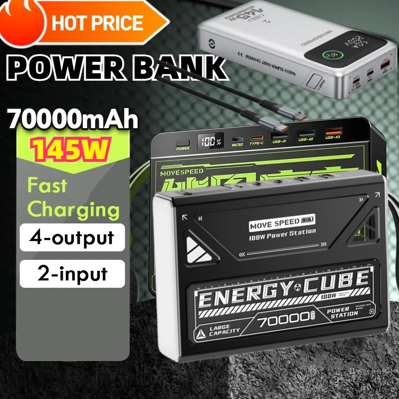 70000mAh Portable Large Capacity  Power Bank Powerful 22.5W Fast Charging USB C External Spare Battery for IPhone Xiaomi Samsung