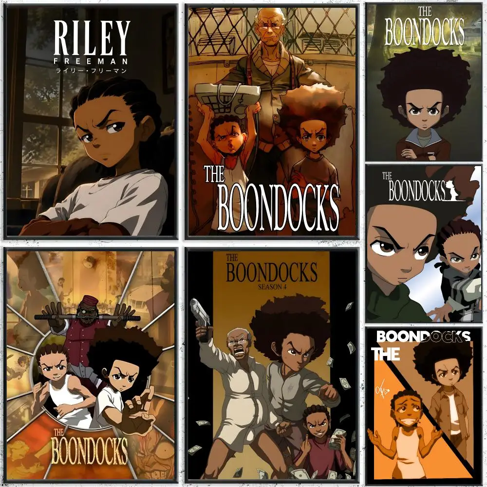 Animation The Boondocks Poster Self-Adhesive Waterproof Wall Stickers, Coffee Bar Home Wall Decor