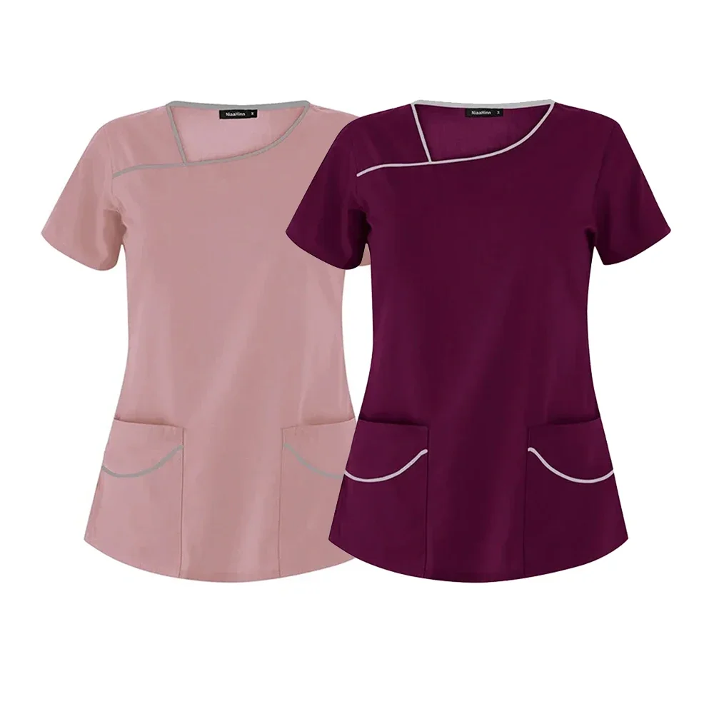 Oral Dentist Operating Room Summer Thin Top Nursing Scrub Shirt Pet Grooming Scrub Short Sleeve Doctor Suits Top Wholesale