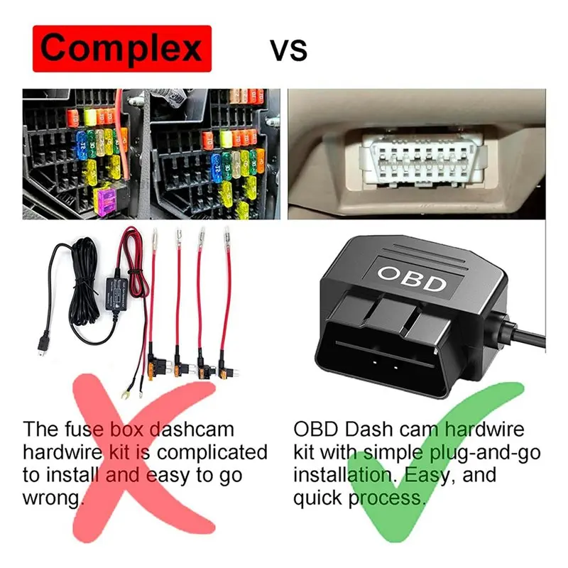 For car-5X Dash Cam OBD Hardwire Kit, Dash Camera USB Type C Hardwire Kit With OBD Power Cable For Dashcam 12-24V To 5V/3A view 3