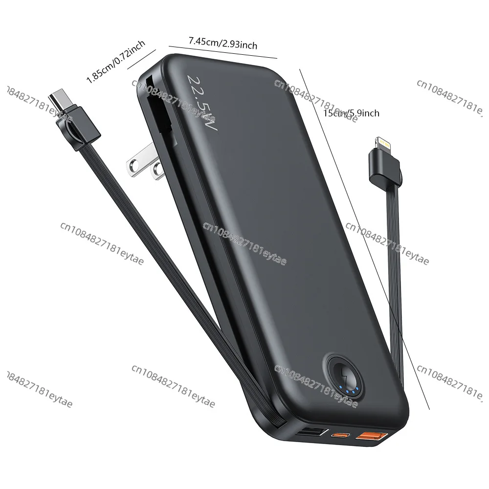 Wall Plug, Power Bank Two-in-one with Cable, Fast Charging 20000mAh Large-capacity Portable Mobile Power Supply