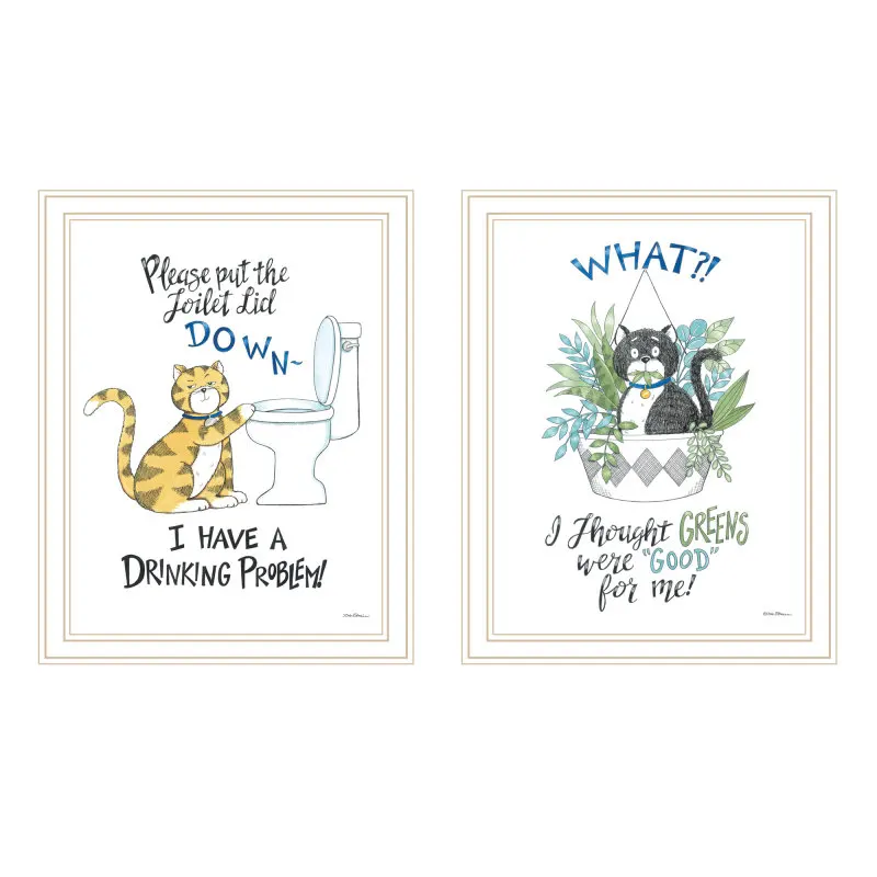 トレンディ デコ 4U 2 ピース ビニエット 私には飲酒問題があります!! リビングルーム用のブラックフレームのウォールアート、寝室用のウォールアートプリント