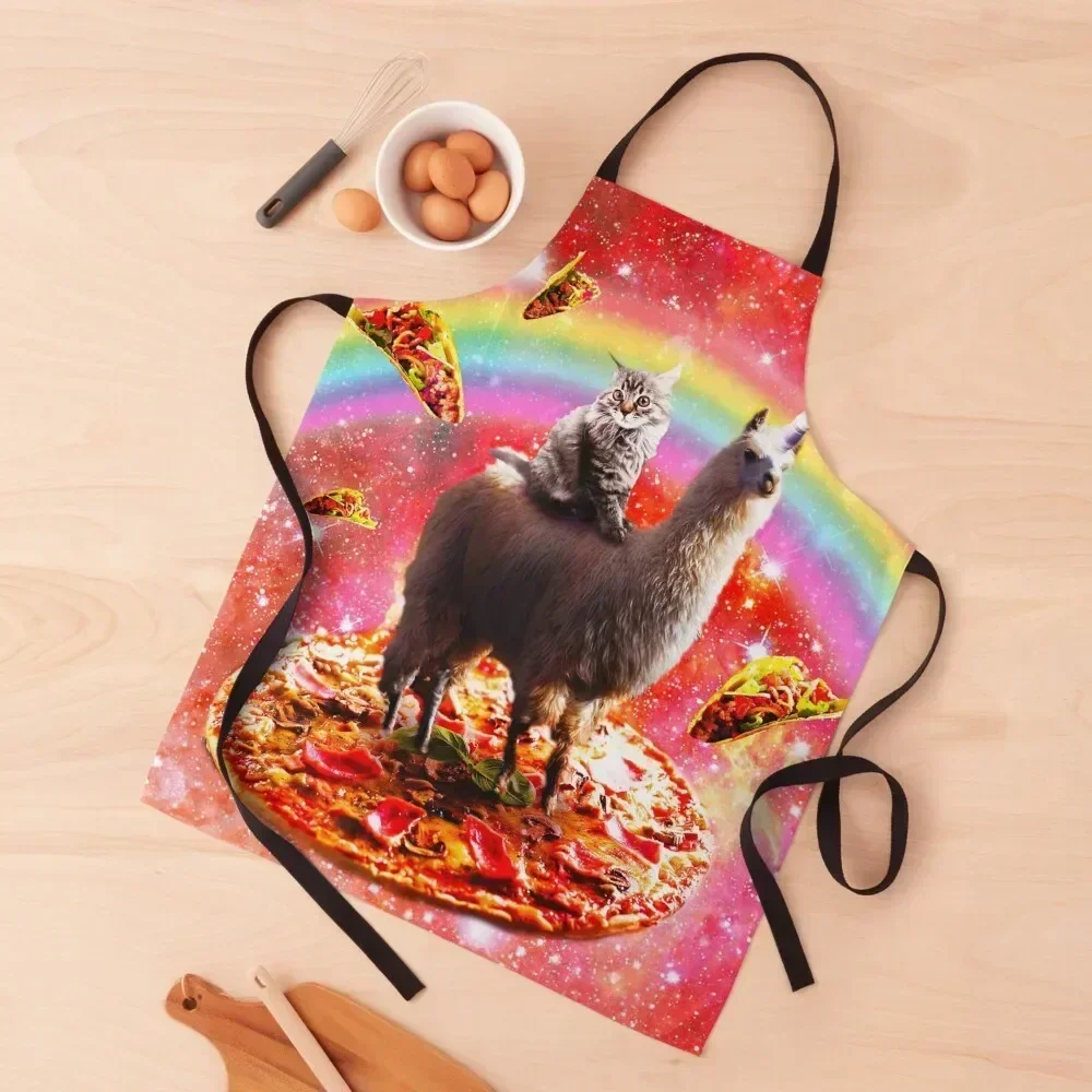 

Space Cat Riding Llama Unicorn - Pizza & Taco Apron Kitchen For Women Kitchenware Dress men's barbecue Apron