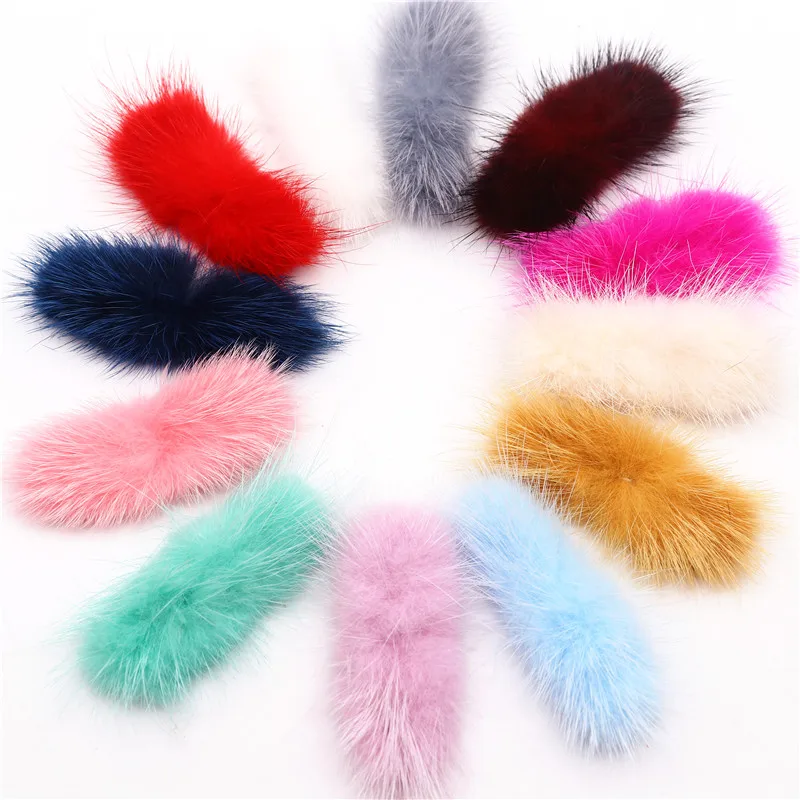 Bowknot Mink Fur Pompoms 28mm*68mm Fluffy Soft Pompones Diy Pompons Keychain Hair Decor Sewing Craft Supplies Gift Wholesale