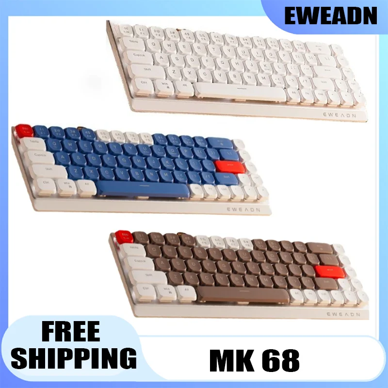 

EWEADN MK68 84 Mechanical Keyboard Low Profile Switch 2.4G/Bluetooth/Wired Office Mute Tablet Laptop PC Light Portable Faster