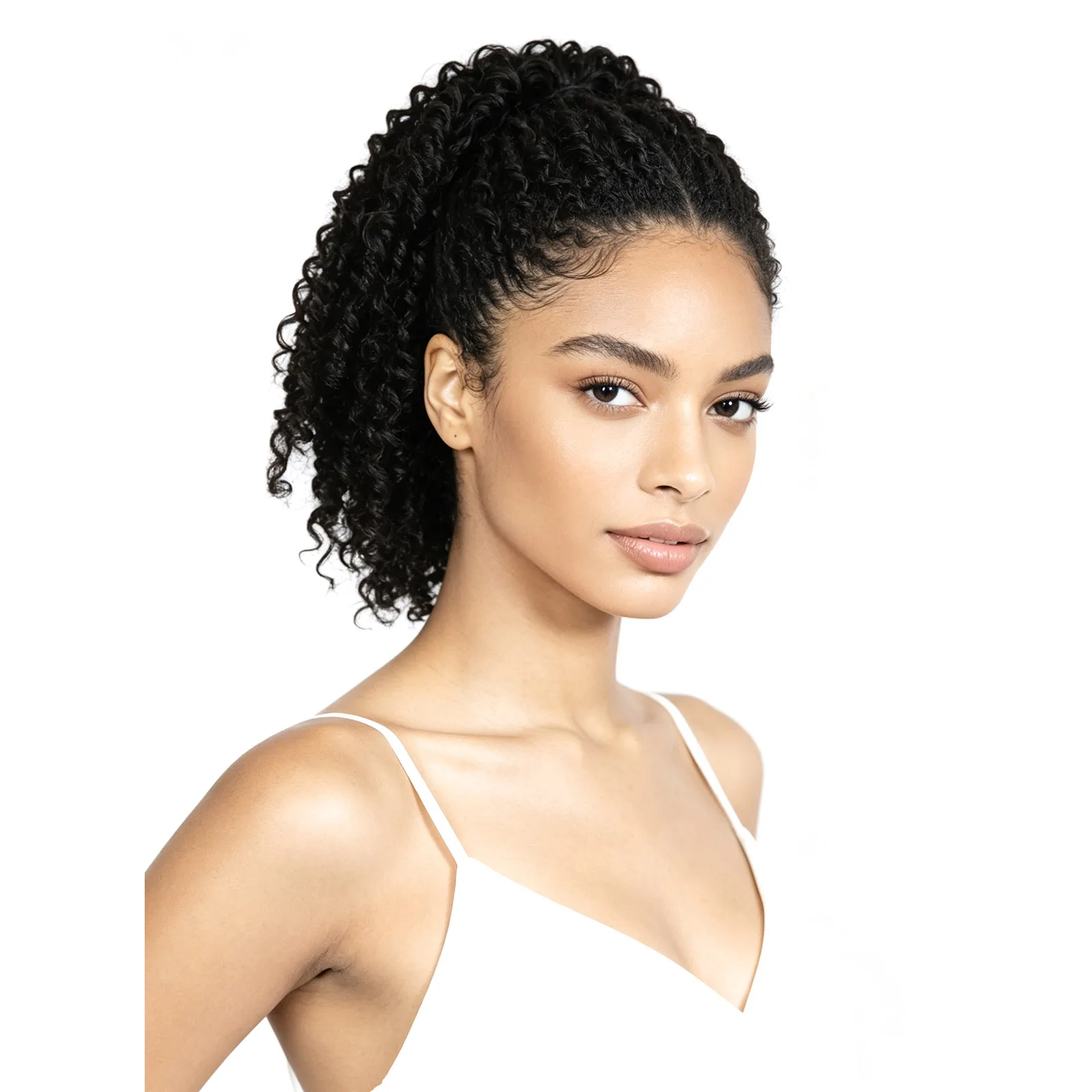 8 Inch Short Ponytail Extension Drawstring Spiral Kinky Curly Synthetic Afro Spring Coil Ponytails Hair 60g Black For Women