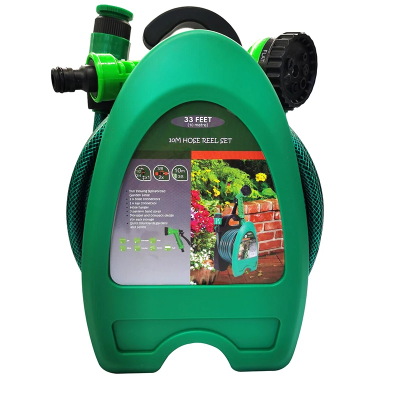 

Wall-mounted Garden Hose Pipe 10M Heavy Duty Garden Hose Reel Cart Kit for Garden Irrigation And High Pressure Car Washing