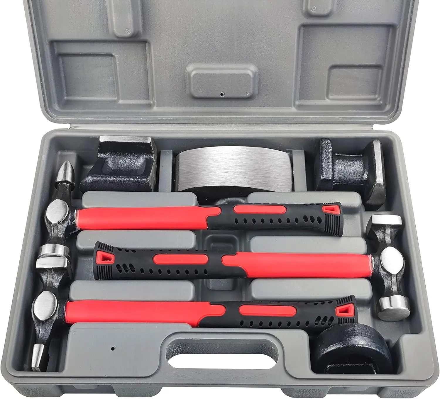 

7-Piece Car Body Repair Tool Set with Hammer, Dolly, and Case - Carbon Steel Auto Dent Removal Kit
