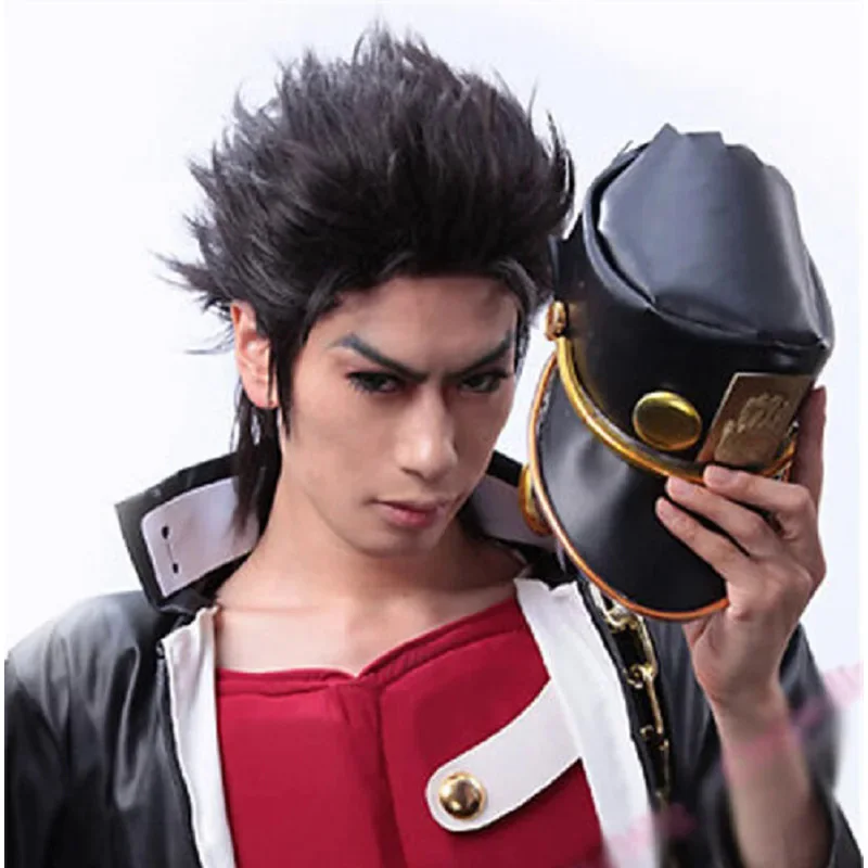 Anime JoJo's Bizarre Adventure Kujo Jotaro Wig Short Black Heat Resistant Synthetic Hair Cosplay Wigs Wig Cap