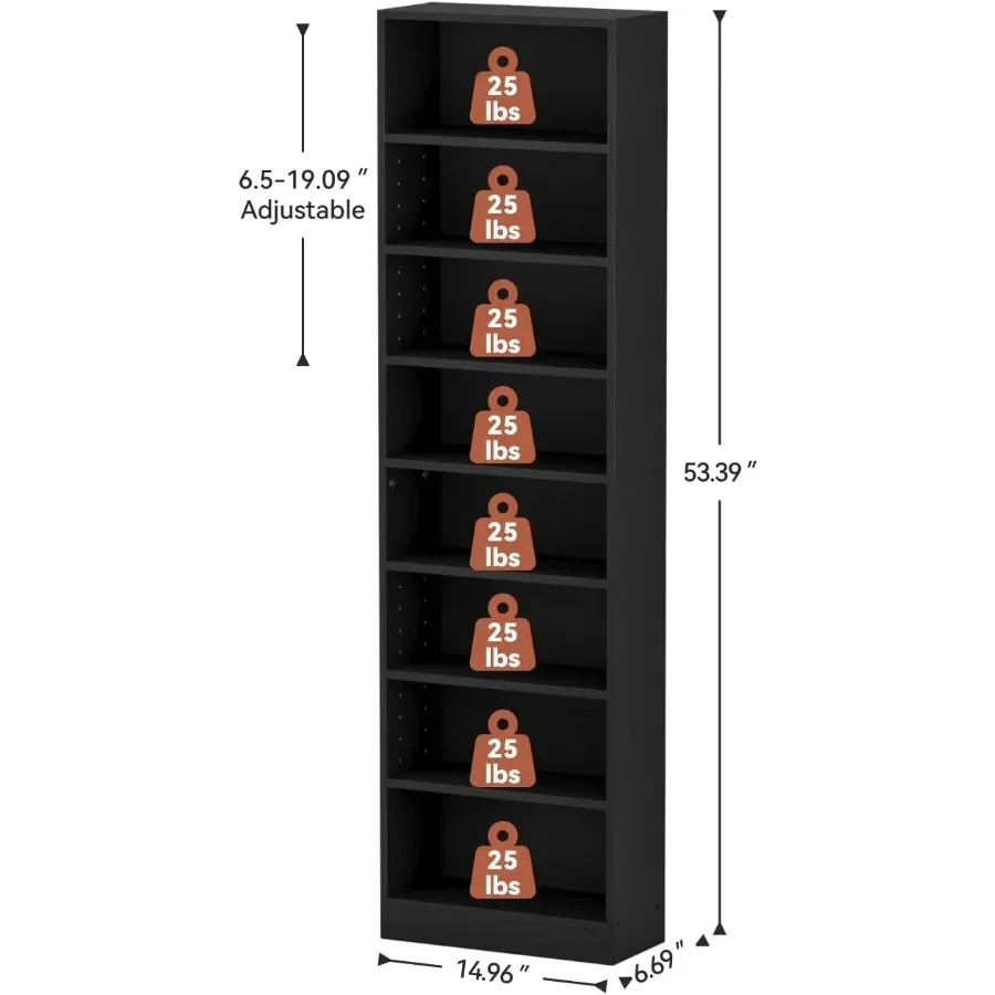 8 Tier CD Storage Rack with Adjustable Shelves, DVD Organizer Shelf