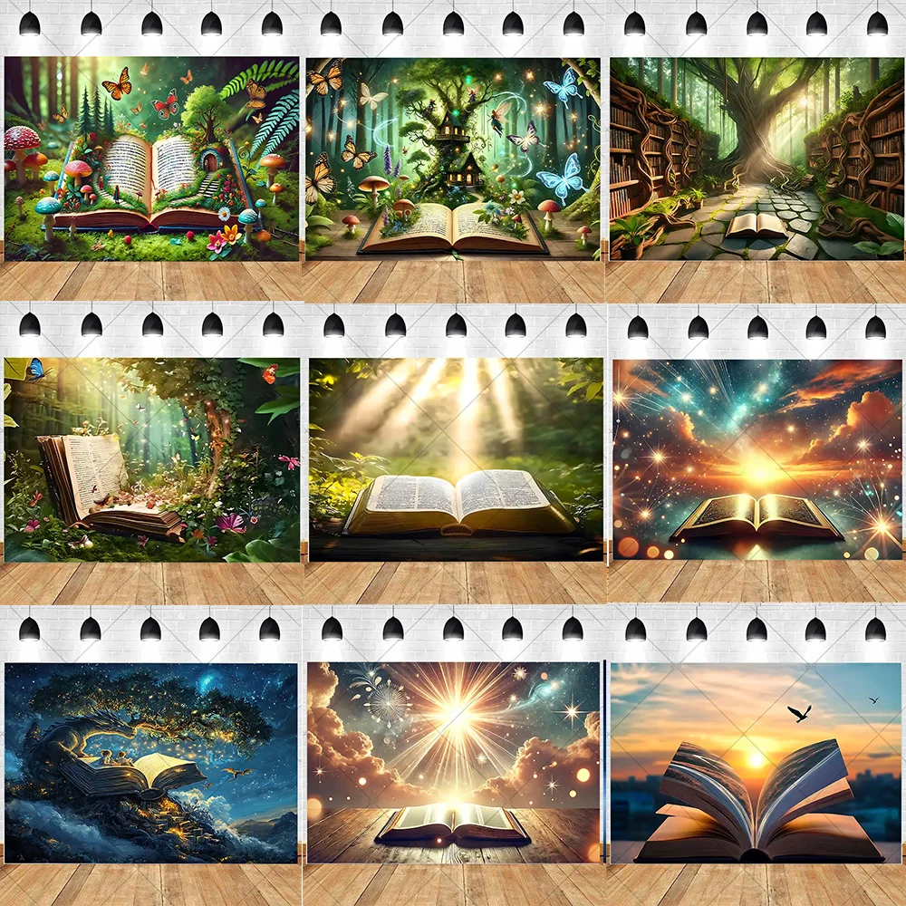 

Fairy Tale Book Theme Butterfly Flower Forest Birthday Party Decoration Baby Shower Supplies Photography Backdrop Banner Gifts
