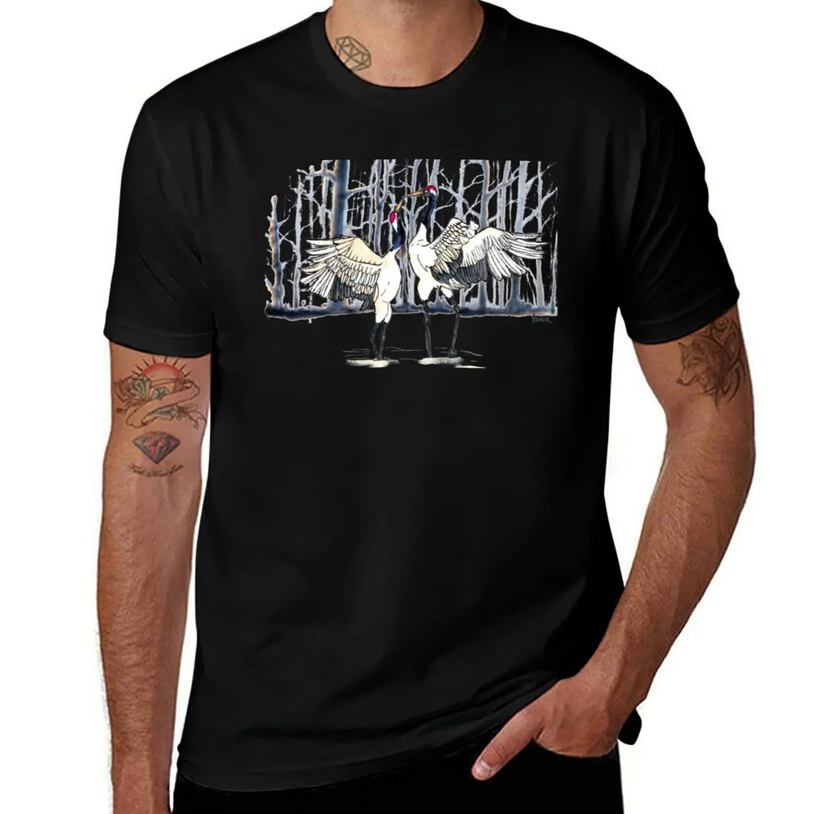 

Cranes T-Shirt cotton man t-shirts anime t shirts animal prinfor boys mens clothes