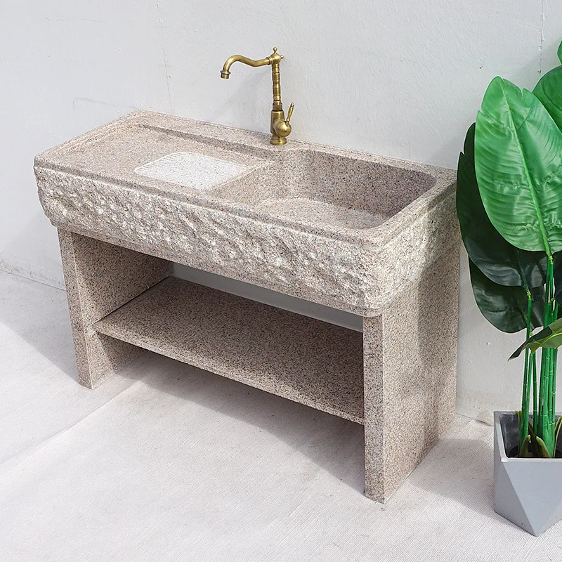 Garden laundry pool with washboard basin Outdoor natural stone laundry basin