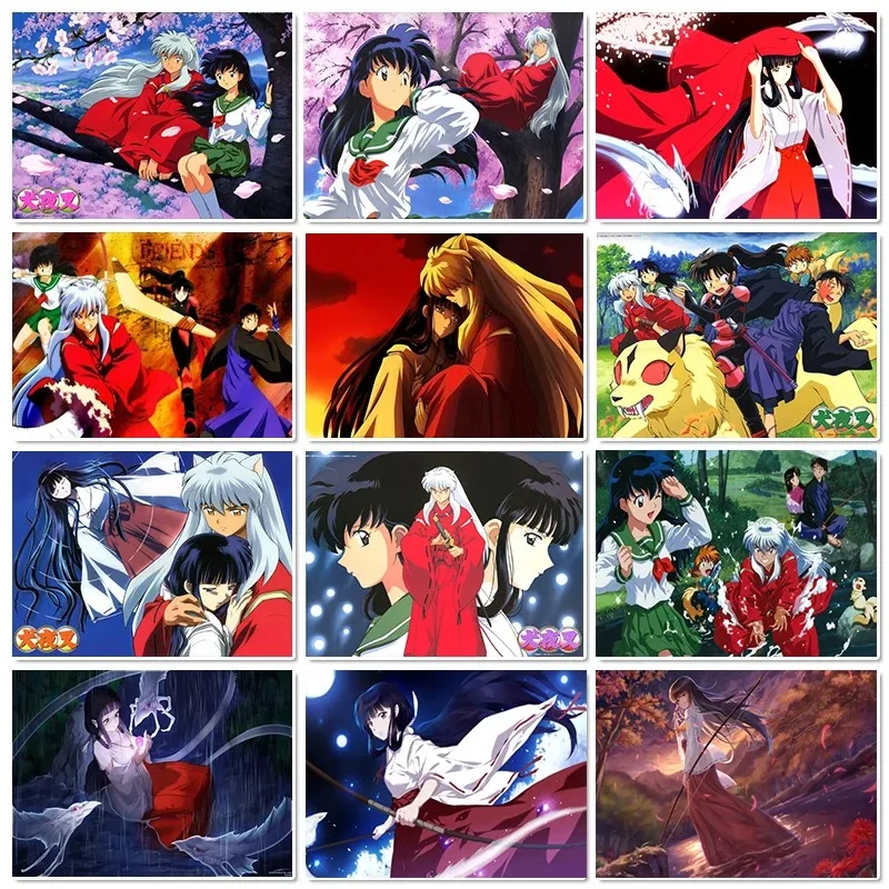 Japan Anime Inuyasha Kikyo Kagome Sesshomaru Poster Canvas Painting Wall Art Picture Posters Prints Decor Living Room Home Decor