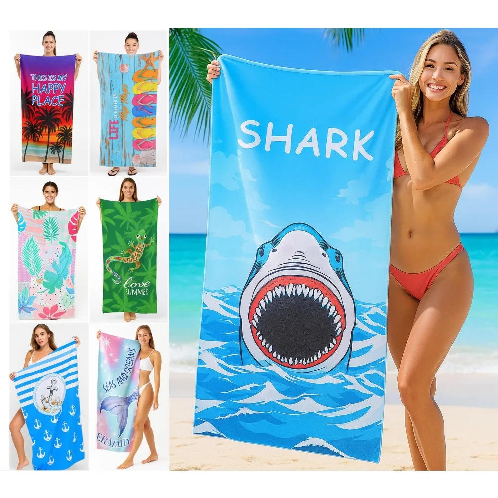 Beach Towel Sand Free Lightweight Microfiber Absorbent Quick Dry Printed Towel Microfiber Quick Drying Shower