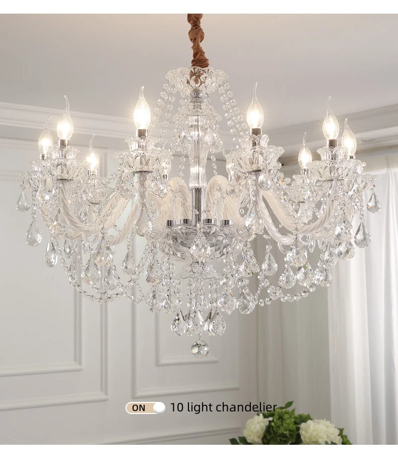 French Crystal E14 Candle Chandelier Living Room Glass