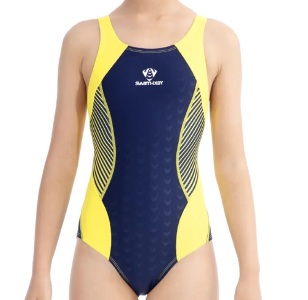 Girls' Competition Swimsuit High Performance Sharkskin Triangle Racing Swimsuit Quick Dry Training Swimwear