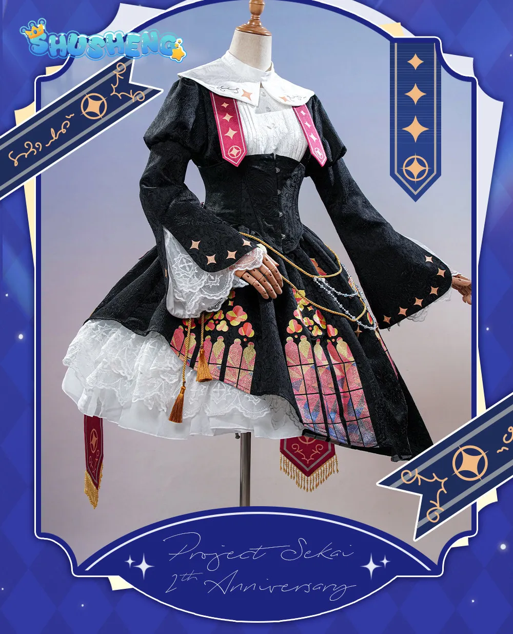 

Аниме-костюм PJSK Акияма Мизуки Амия (25-летие), новый готический костюм Лолиты для девочек, униформа для вечеринки на Хэллоуин