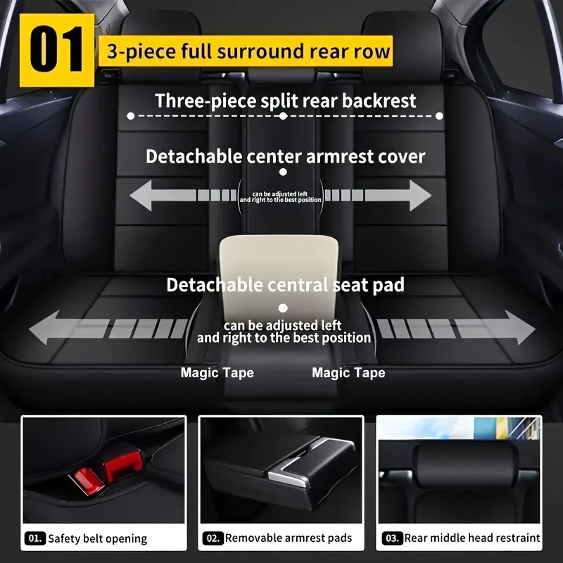 Für Citroën C4, Fiat 500, Alfa Romeo Giulia, Geely Cityray, JAC T9 Autositzbezüge Luxus PU-Leder Innenausstattung Komplettset – Detail 3