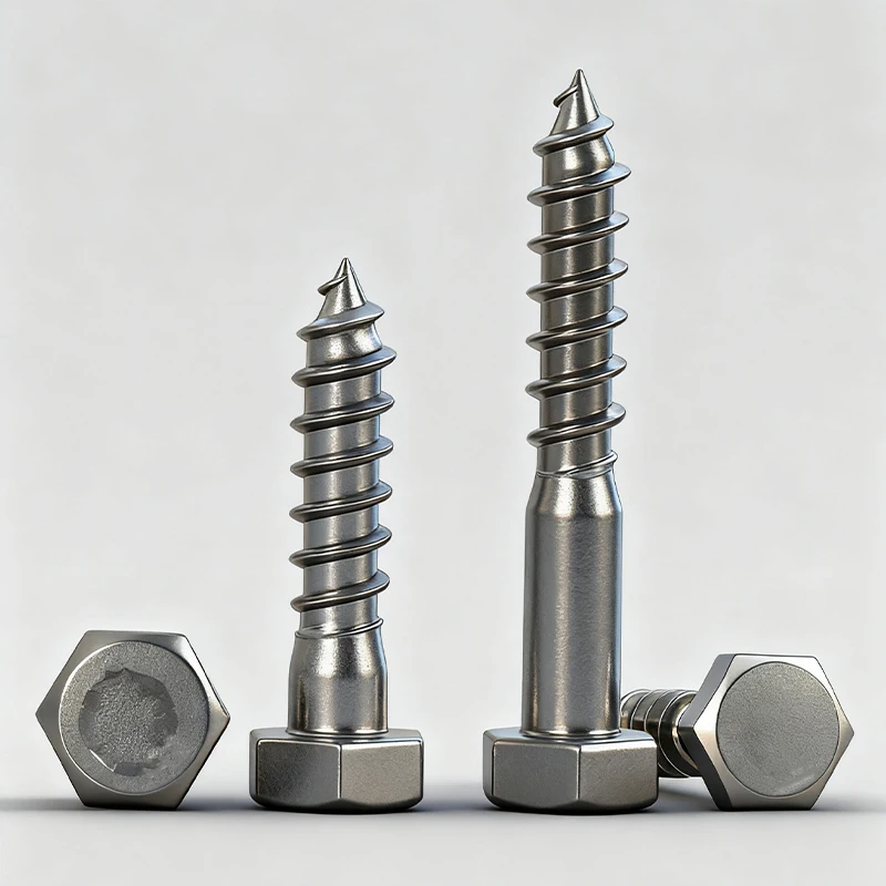 304 Stainless Steel Extra Long External Hex Self Tapping Wood Screws, Half Thread Sharp Point Timber Bolts M8 Woodworking Fasten