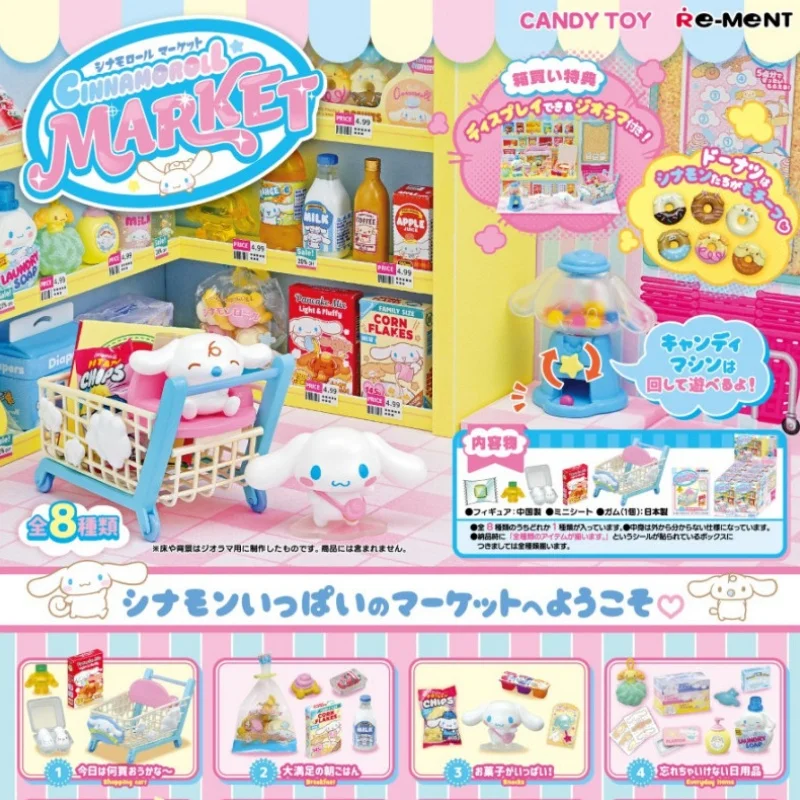 Re-Ment Sanrio Cinnamoroll Supermarket Blind Box, Escena en Miniatura Coleccionable, Modelo Decorativo de Escritorio, Juguete, Regalo de Cumpleaños para Niña
